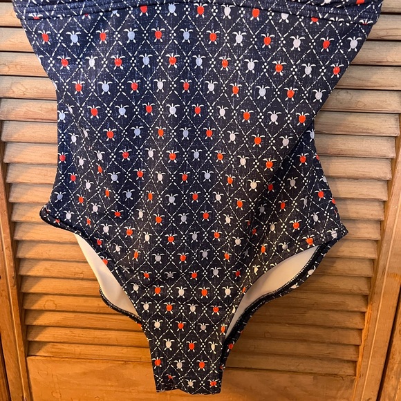 Reyn Spooner Women Swimsuit Blue Royal Honu Turtle V Neck Bathing Suit Size 4 - Picture 3 of 9